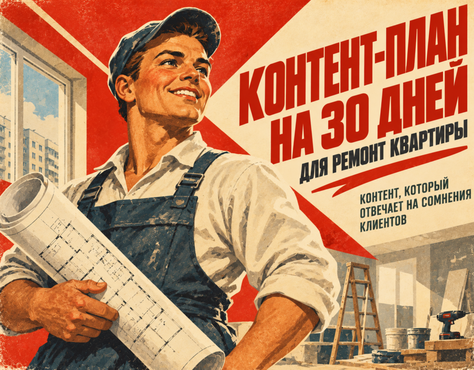 Контент-план на 30 дней — Ремонт квартиры: контент, который отвечает на сомнения клиентов