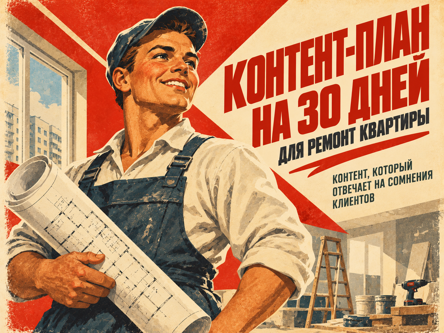 Контент-план на 30 дней — Ремонт квартиры: контент, который отвечает на сомнения клиентов